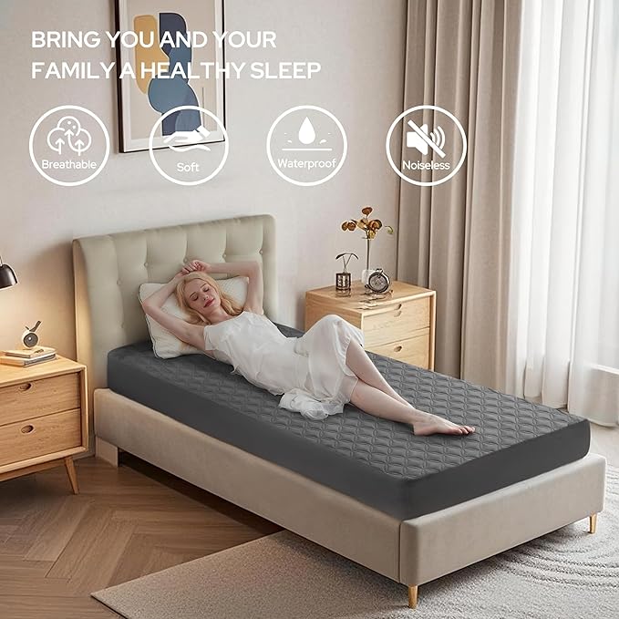 BEDLORE Waterproof Mattress Protector, Noiseless Twin Size Mattress Pad - Image 3