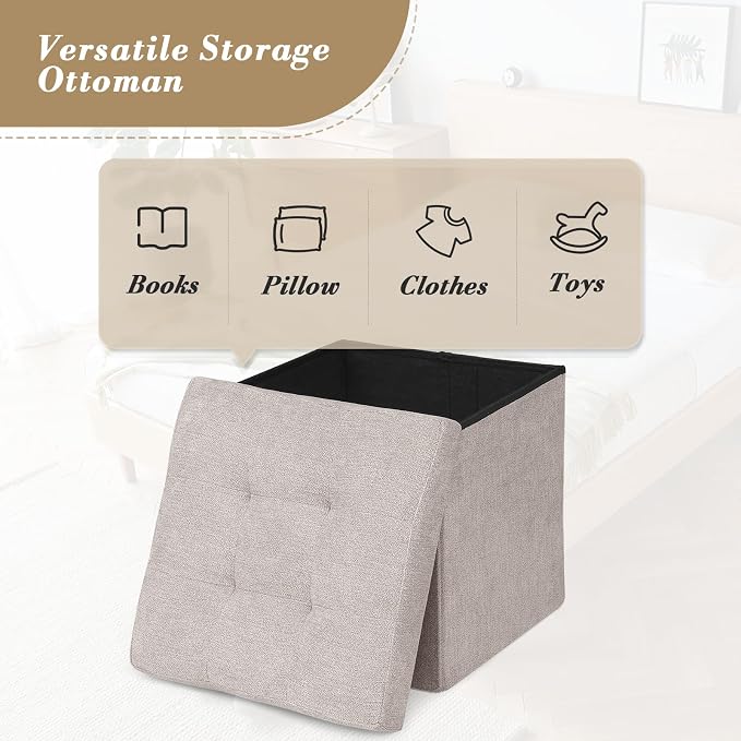 Athena Collection 15" Storage Ottoman Bench Folding Bench - Image 5