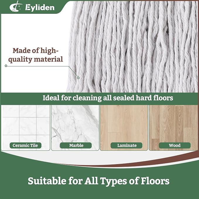 Eyliden String Mops for Floor Cleaning, Heavy Duty Looped-End Commercial Mops - Image 4