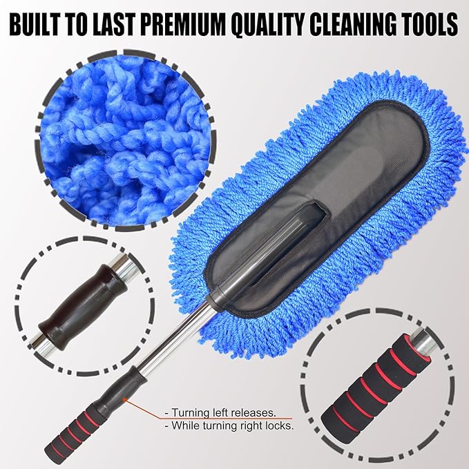 Car Wash Brush Duster Mop, Car Detailing Cleaning Kit, Wash Mitt, Microfiber - Image 2