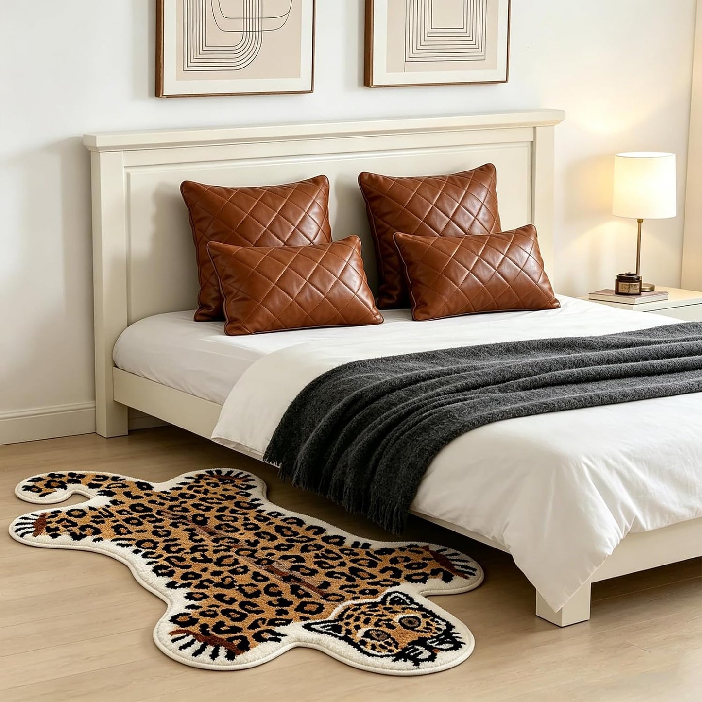 Seek4comfortable Brown Leopard Bath Mat for Bathroom, Cute Cheetah Shaped Rug Non Slip Animal Area Rugs Absorbent Bathtub Rug Washable Plush Shower Rugs, 24x40 Inch