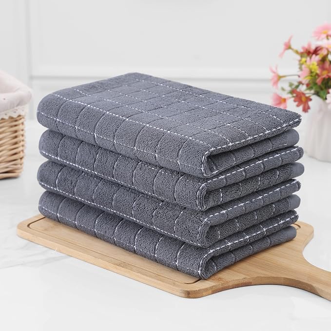 Homaxy 100% Cotton Terry Kitchen Towels, Checkered Designed, Soft and Super - Image 7