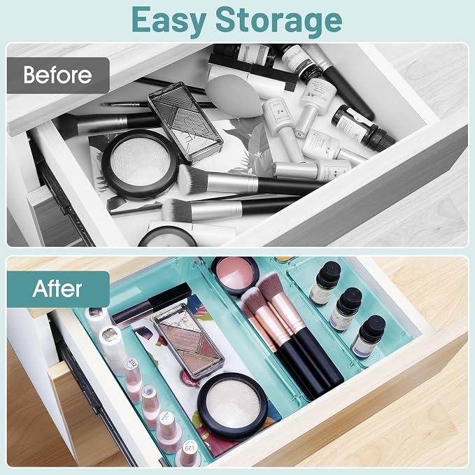 WOWBOX 25 PCS Plastic Drawer Organizer Set, 4 Sizes Desk Drawer Divider - Image 4