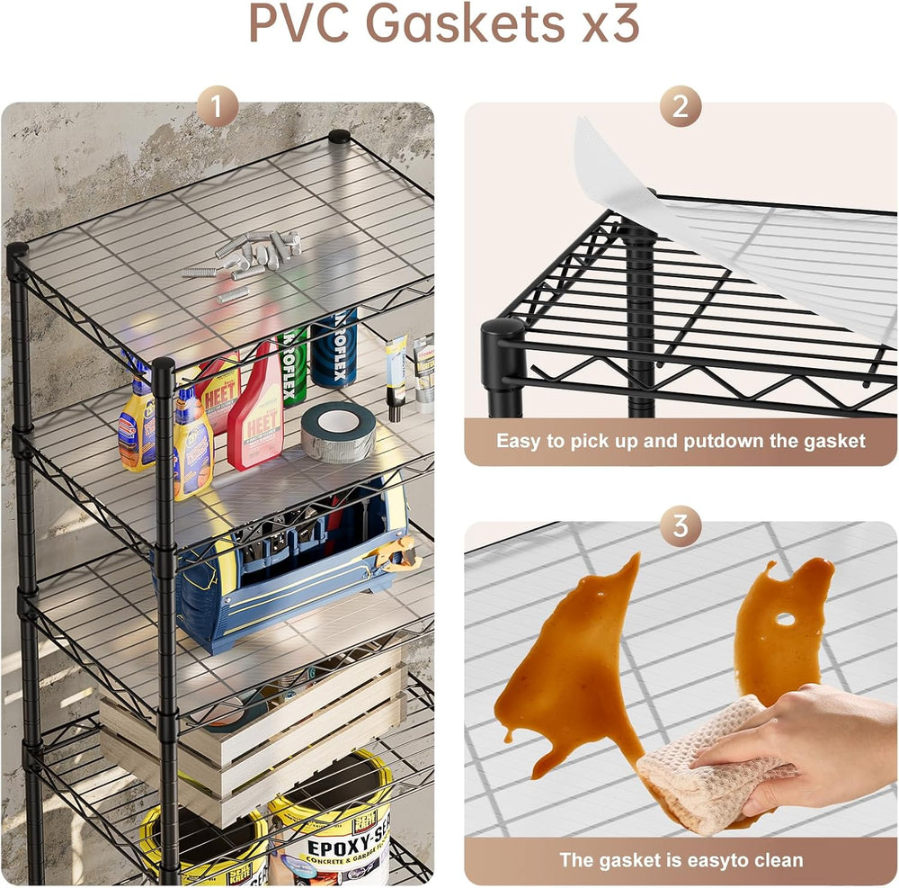 SINGAYE Small Wire 5 Adjustable Shelves Pantry Metal Shelf Floor Organizer