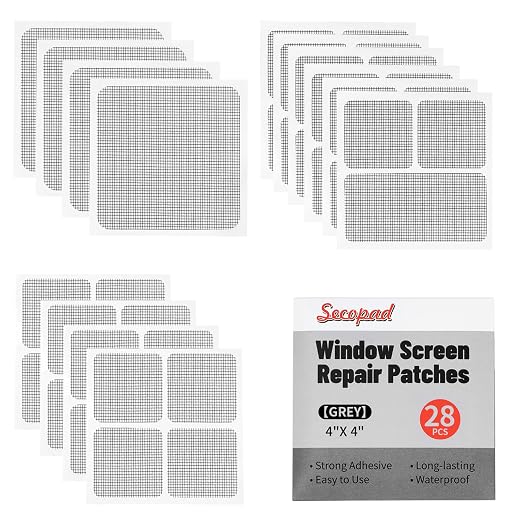 28 Sheets Window Screen Patches Repair Kit, Strong Adhesive Fiberglass Quick by Secopad