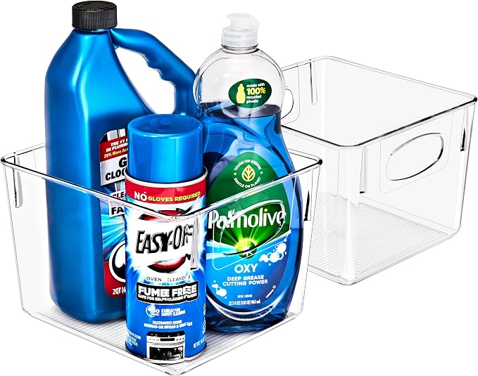 Sorbus 2 Pack Medium Clear Plastic Storage Bins, Refrigerator, Under Sink by Sorbus
