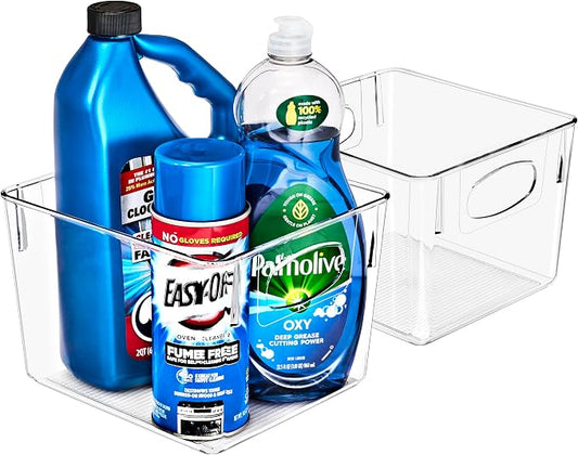 Sorbus 2 Pack Medium Clear Plastic Storage Bins, Refrigerator, Under Sink by Sorbus