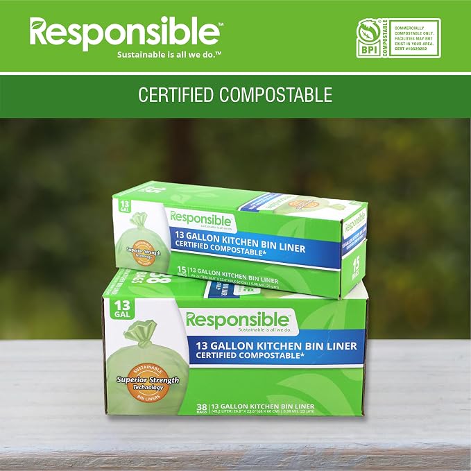 Responsible Products Kitchen Bin Liners, Certified Compostable, Heavy Duty - Image 4