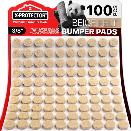 Cabinet Door Bumpers X-Protector 100 PCS – Small Felt Pads 3/8” – Ideal Beige by X-Protector