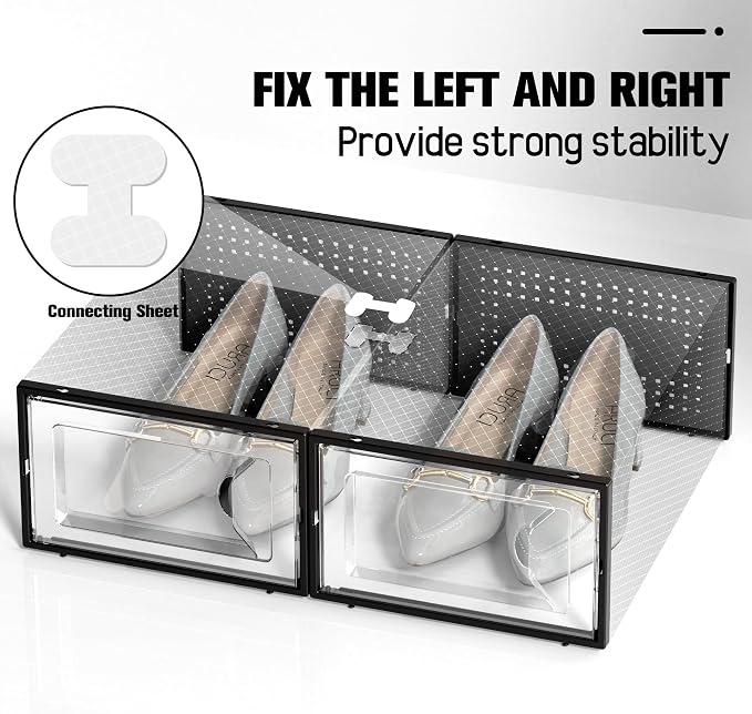 Kuject 15 Pack Shoe Storage Boxes, Connect Left and Right Shoe Boxes Case - Image 3
