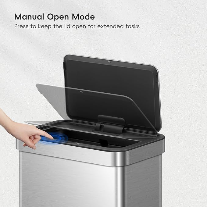 EKO Nova Sensor Trash Can, 21 Gallon/80 Liter Stainless Steel Rectangular - Image 7