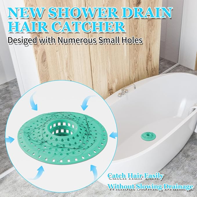 Shower Hair Drain Catcher, Silicone Bathtub Drain Hair Catcher Strainer - Image 2