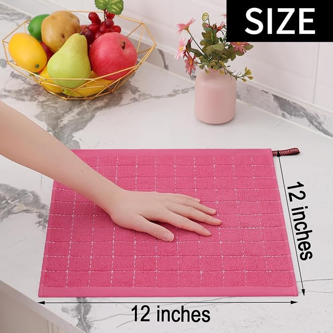 Homaxy 100% Cotton Terry Kitchen Dish Cloths, Ultra Soft and Absorbent Dish - Image 5