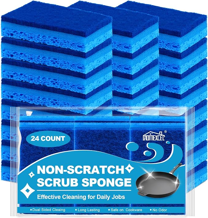 HOMEXCEL Sponges Kitchen 24pcs, Non-Scratch Sponges by HOMEXCEL