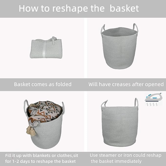 Cotton Rope Laundry Basket Hamper - Image 6