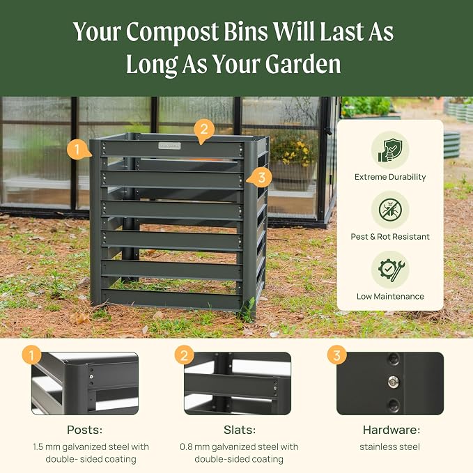 Vego Garden 32" Tall Modular Compost Bin 90" x 30" x 32" - Image 3
