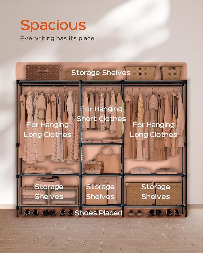 Clothes Rack, Portable Closet, 71.7 Inch Large Capacity Wardrobe Closet - Image 4