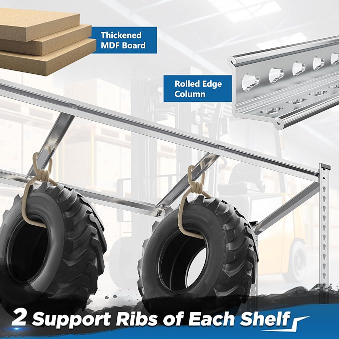 REIBII Garage Shelving, 4 Tier Storage Shelves Load 2000LBS, Adjustable Garage - Image 5