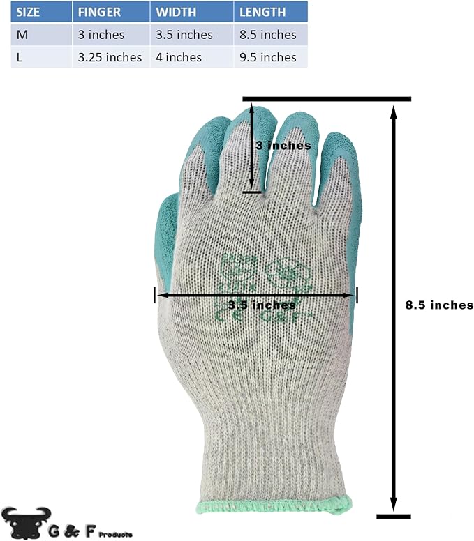 G & F Products G & F Rubber Latex Double Coated Work Gloves - Image 2