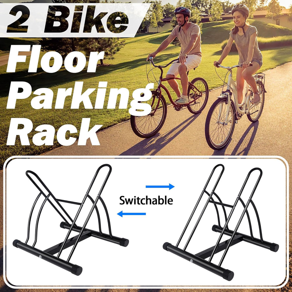 Bike Rack – Dual Bicycle Stand for Mountain, Road Bikes-Two Bike Parking Gara...