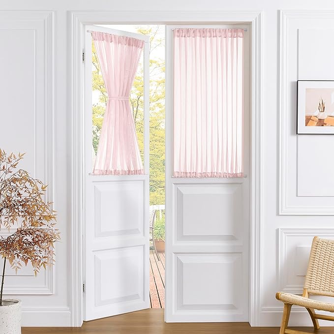 Tollpiz Sheer Door Curtains Closet Linen Textured Curtain Sheers Doorway Light by Tollpiz