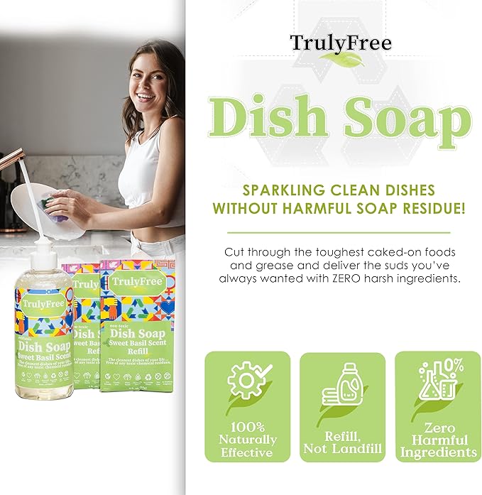 Truly Free Natural Concentrated Dish Detergent Dishwashing Liquid | Plant-Based - Image 3
