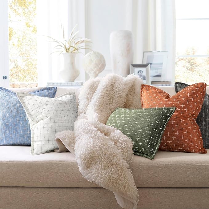 ZWJD 12x20 Pillow Covers Set of 2 Soft Polyester Textured Lumbar Pillow Covers - Image 6