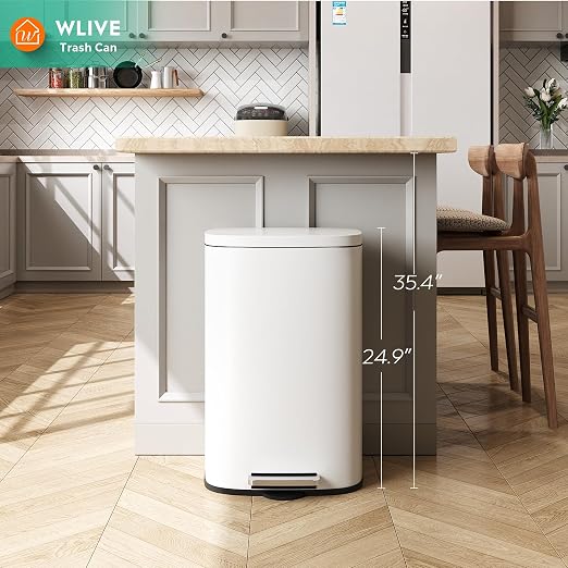 WLIVE 13 Gallon Stainless Steel Trash Can - Image 2