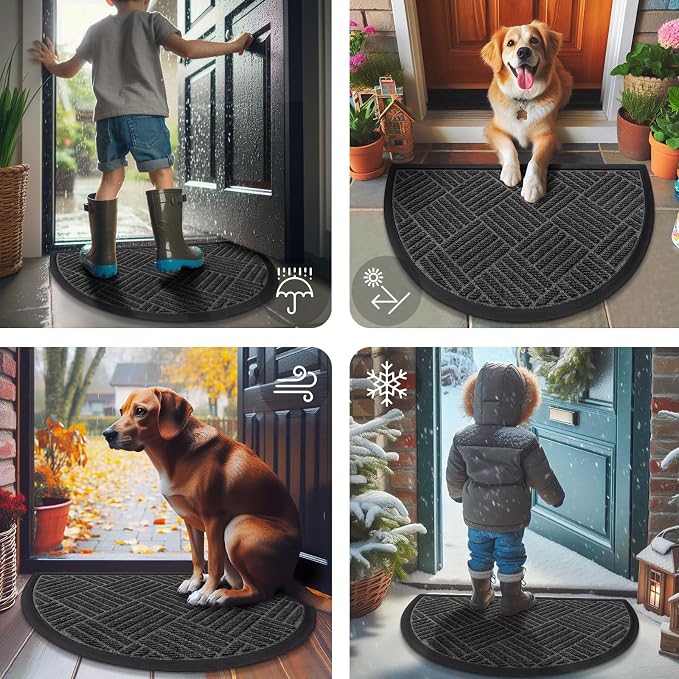 Smiry Half Circle Front Door Mat Outside Entrance, Heavy Duty Outdoor Indoor - Image 7