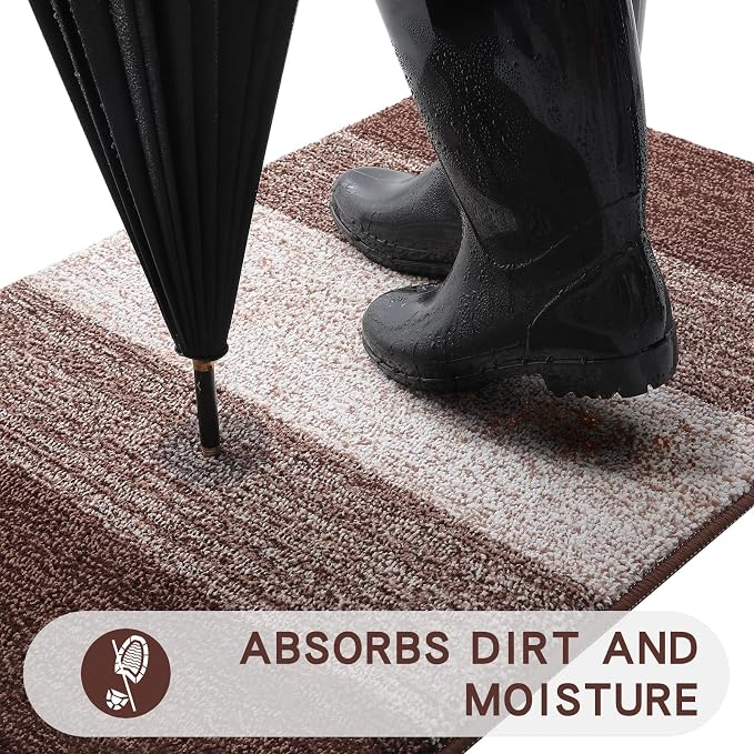 Kitinjoy Indoor Outdoor Door Mat, 59x36 Non-Slip Absorbent Dirt Trapper - Image 2