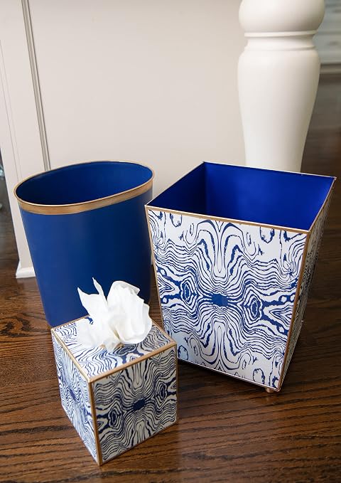 Jaye's Studio Mattie Line, Oval Wastebasket & Garbage Bin, Hand-Painted - Image 6