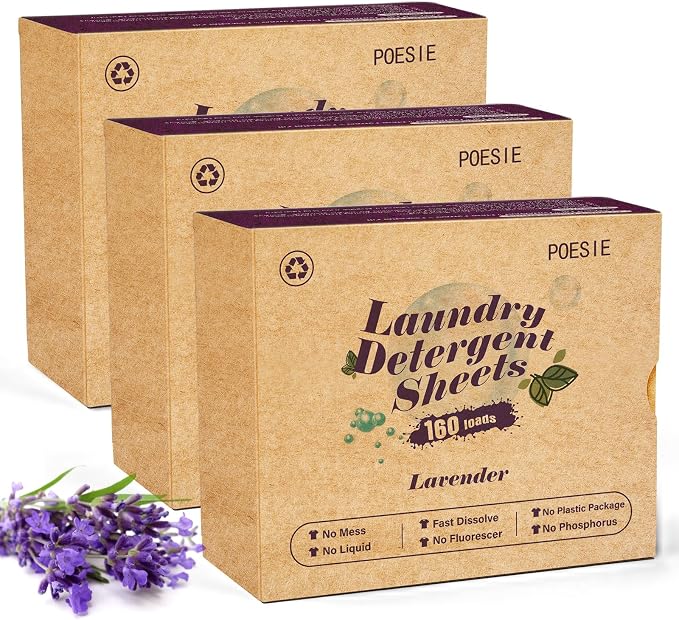Poesie Laundry Detergent Sheets Lavender Scent 3 Pack 480 Sheets 240 Loads by Poesie