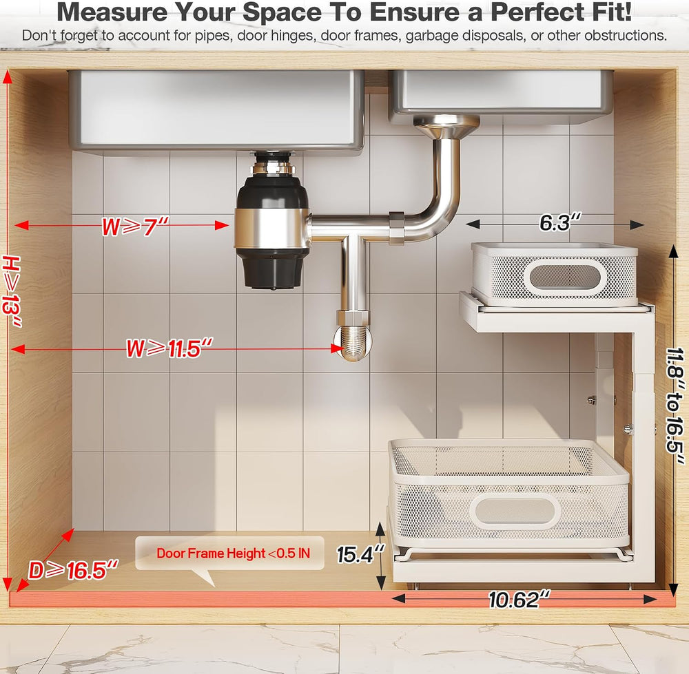 2-Pack Under Sink Storage Organizer with 2-Tier Slide Out Drawer, Sophisticat...