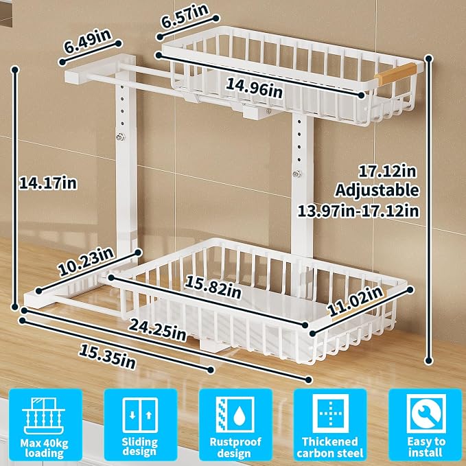 Under Sink Organizer, 2 Tier Slide Out Under Sink Organizers and Storage - Image 6