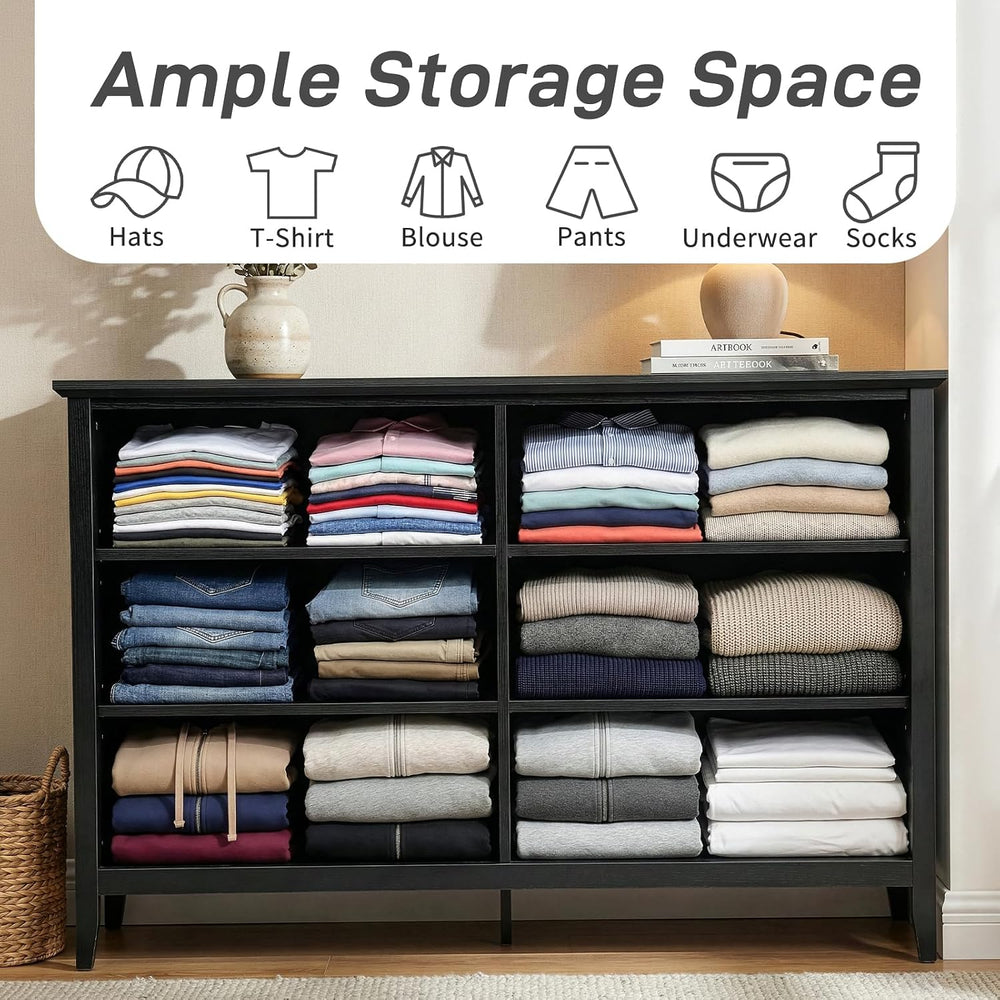 Karl home Black Farmhouse 6 Drawers Tall Dresser, Bedroom Storage Chest