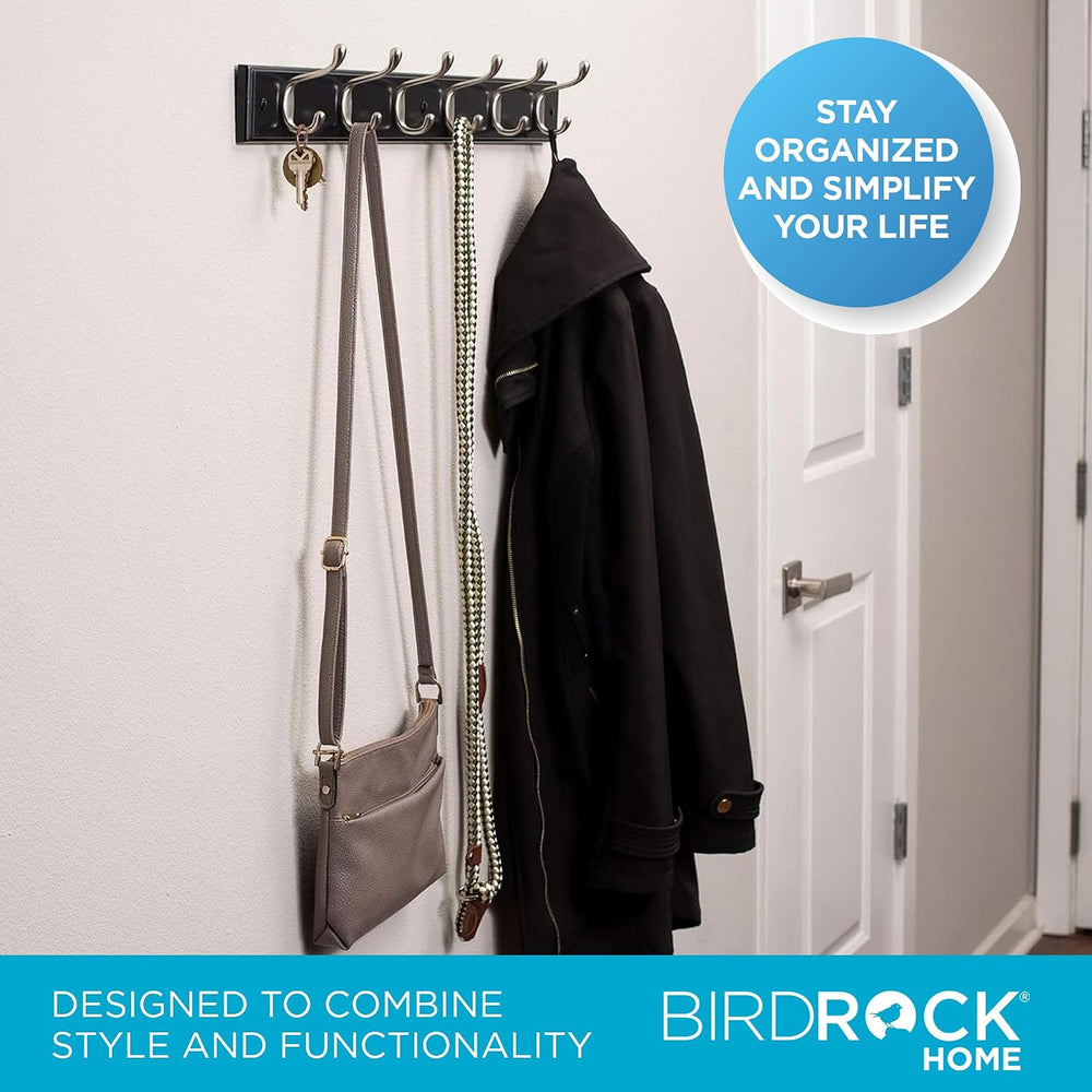 BIRDROCK HOME Oval Hook Coat and Hat Rack | 6 Hooks | 2 Pack | Wall Mount | B...