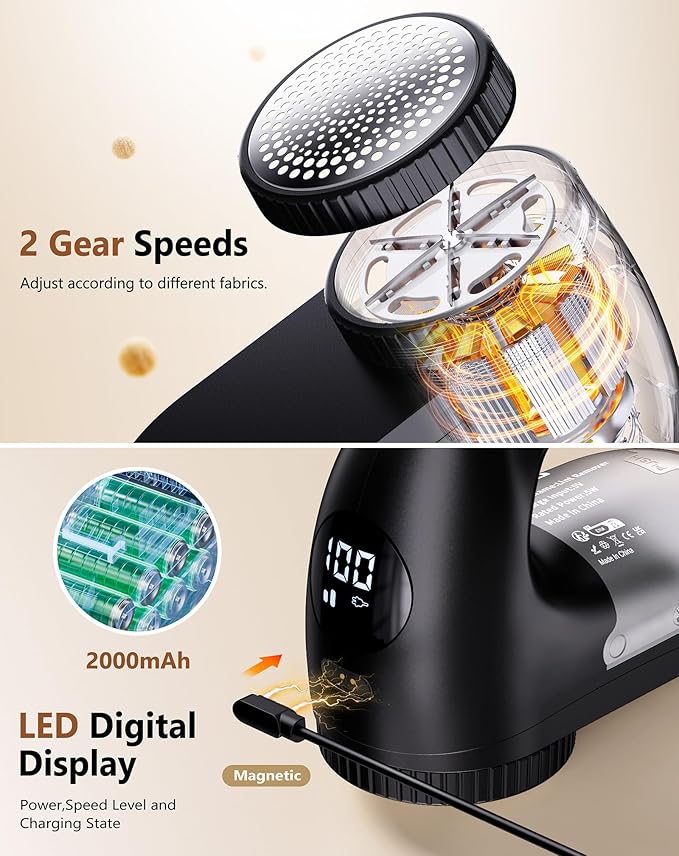 IPX6 Waterproof Washable Electric Fabric Shaver and Lint Remover, Rechargeable - Image 5