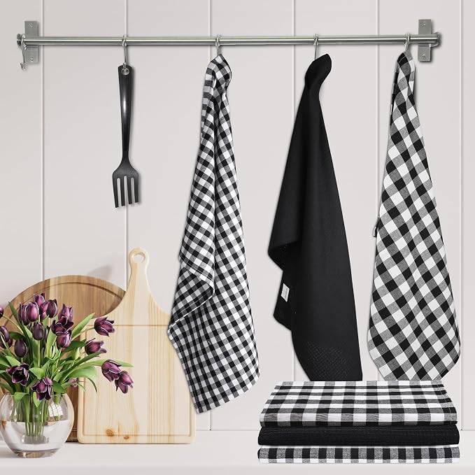 Kitchen Towels Set of 6 Soft Premium Cotton Highly Absorbent Dish Towels 18x28 - Image 2