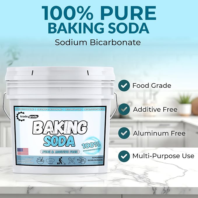 TradeGrade Pure Baking Soda Powder – 15 lb Bucket, Sodium Bicarbonate Powder | - Image 2
