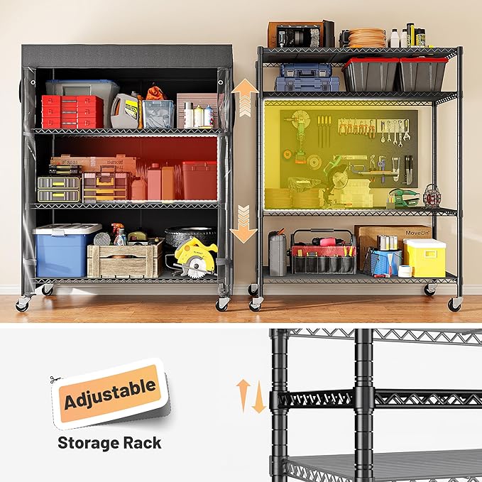 REIBII 4-Tier Storage Shelves Wire Shelving Unit - Image 5