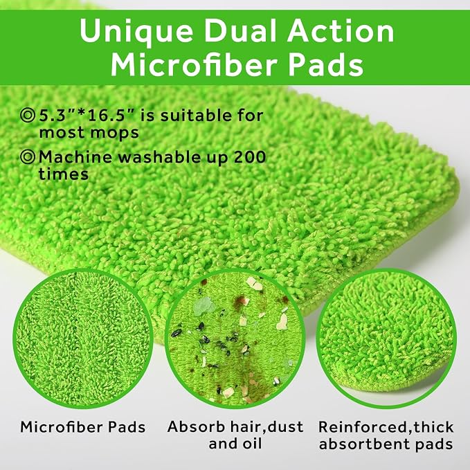 18 inch Mop Pads Refills, 3 Pack Microfiber Reusable Replacement Mop Pads Flat - Image 2