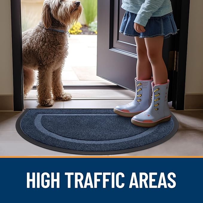 OLANLY Half Circle Door Mat Indoor Outdoor Entrance Welcome, Waterproof - Image 11