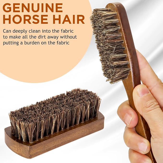 Horsehair Laundry Stain Brushes Set 2pcs by TAKAVU, Natural Soft Bristle - Image 3