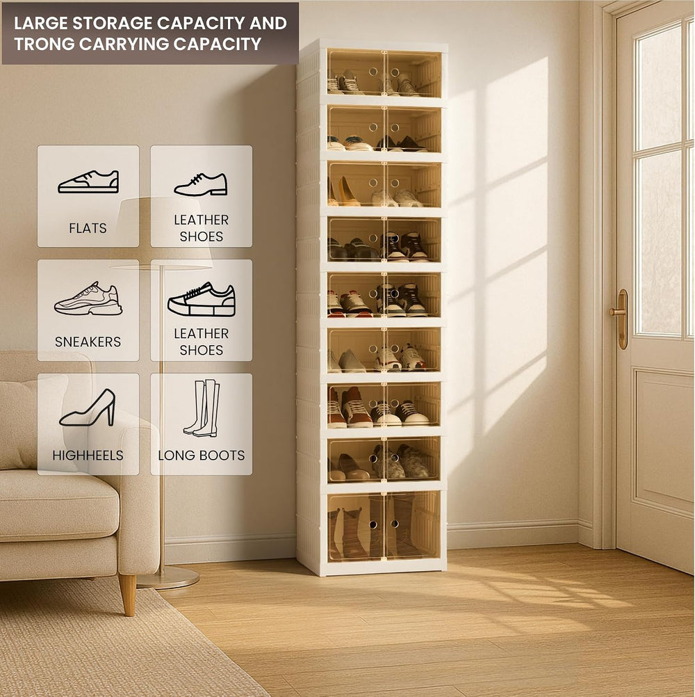 Foldable Shoe Organizer Storage Box, Portable Extra Large Folding Shoe Rack f...