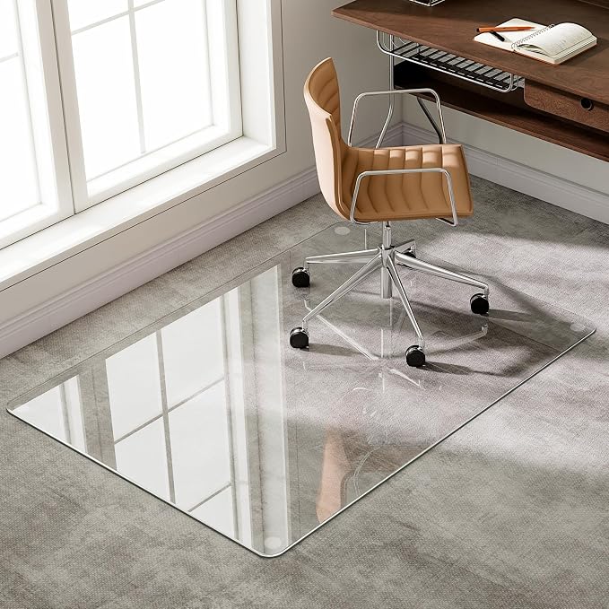GLSLAND 47"x32" Tempered Glass Chair Mat Heavy-Duty Floor Protector - Image 6