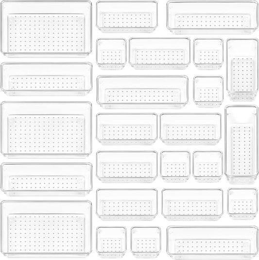 Vtopmart 25 PCS Clear Plastic Drawer Organizers Set, 4-Size Versatile Bathroom by Vtopmart