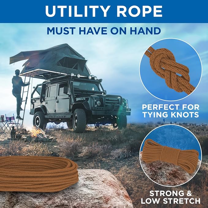 TECEUM Cotton Rope 3/16” – 100 FT – Strong All-Purpose Braided Rope – Natural - Image 6