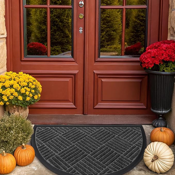 Smiry Half Circle Front Door Mat Outside Entrance, Heavy Duty Outdoor Indoor - Image 9