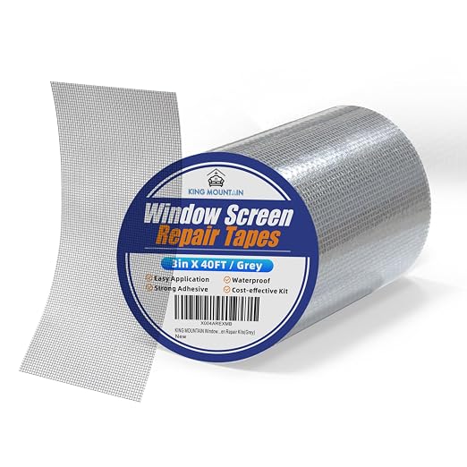 KING MOUNTAIN Grey Window Screen Repair Tape, 3inX40FT Heavy Duty Screen Repair by ForABetterHomeLife