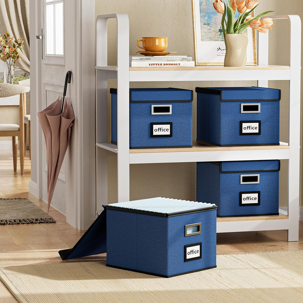 File Organizer Box with Lids, Collapsible File Folder Organizer